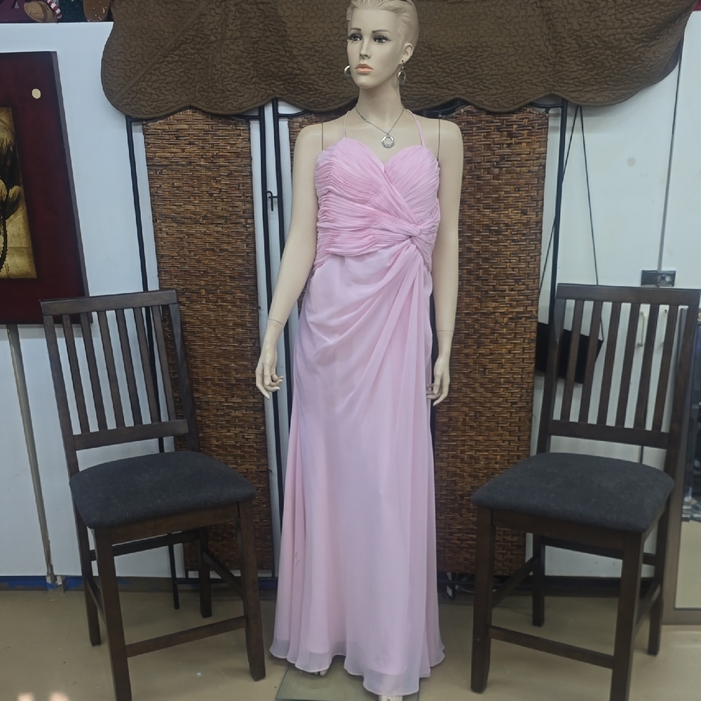 Anny Lee Light Pink Strapless Chiffon Maxi Dress